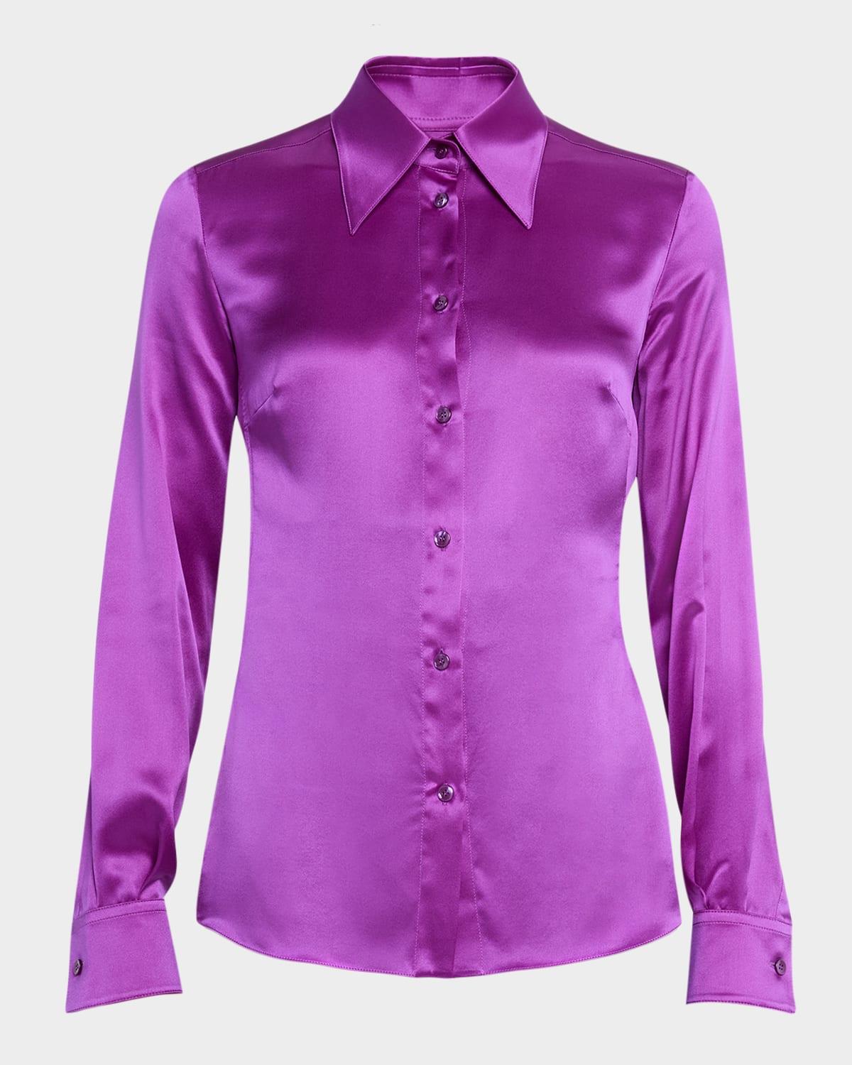 silk slim button-down shirt