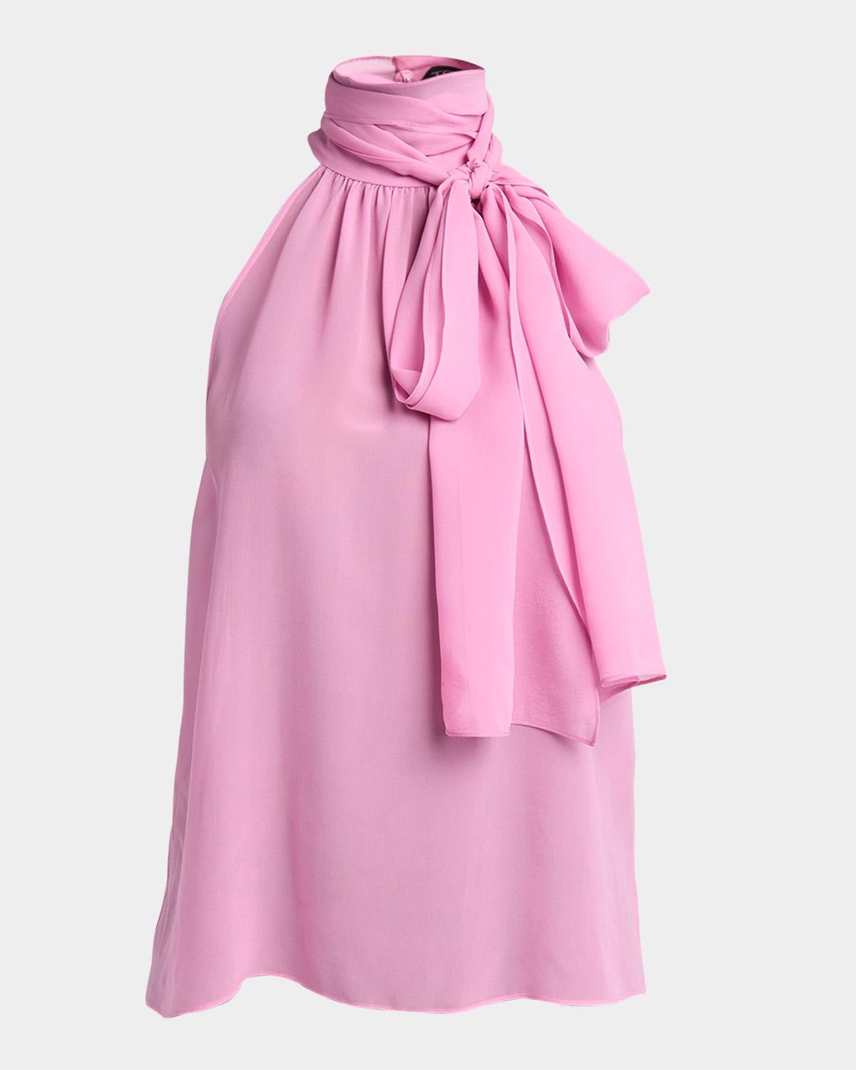 silk tie-neck halter blouse
