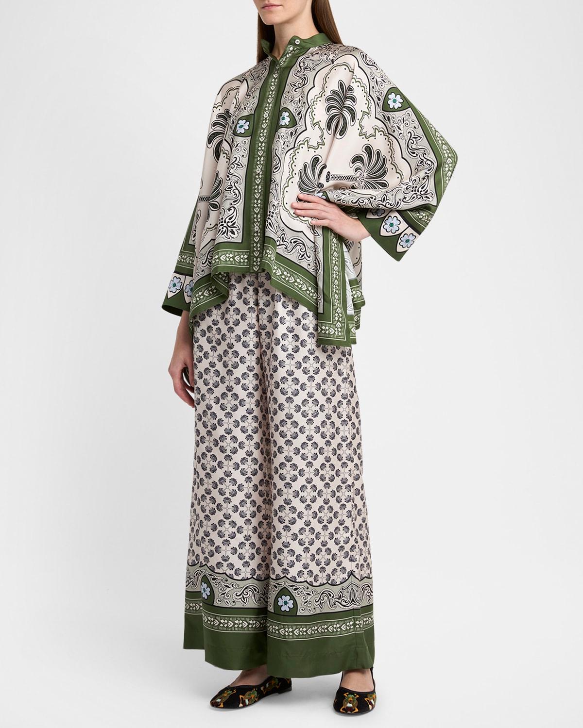 silk-twill wide-leg palazzo pants