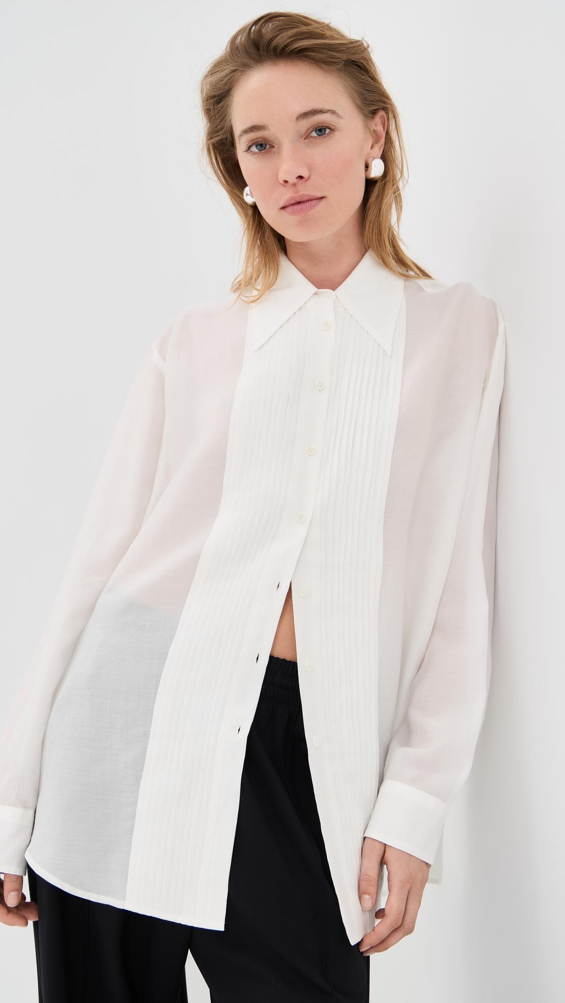 silk voile easy pintucked shirt