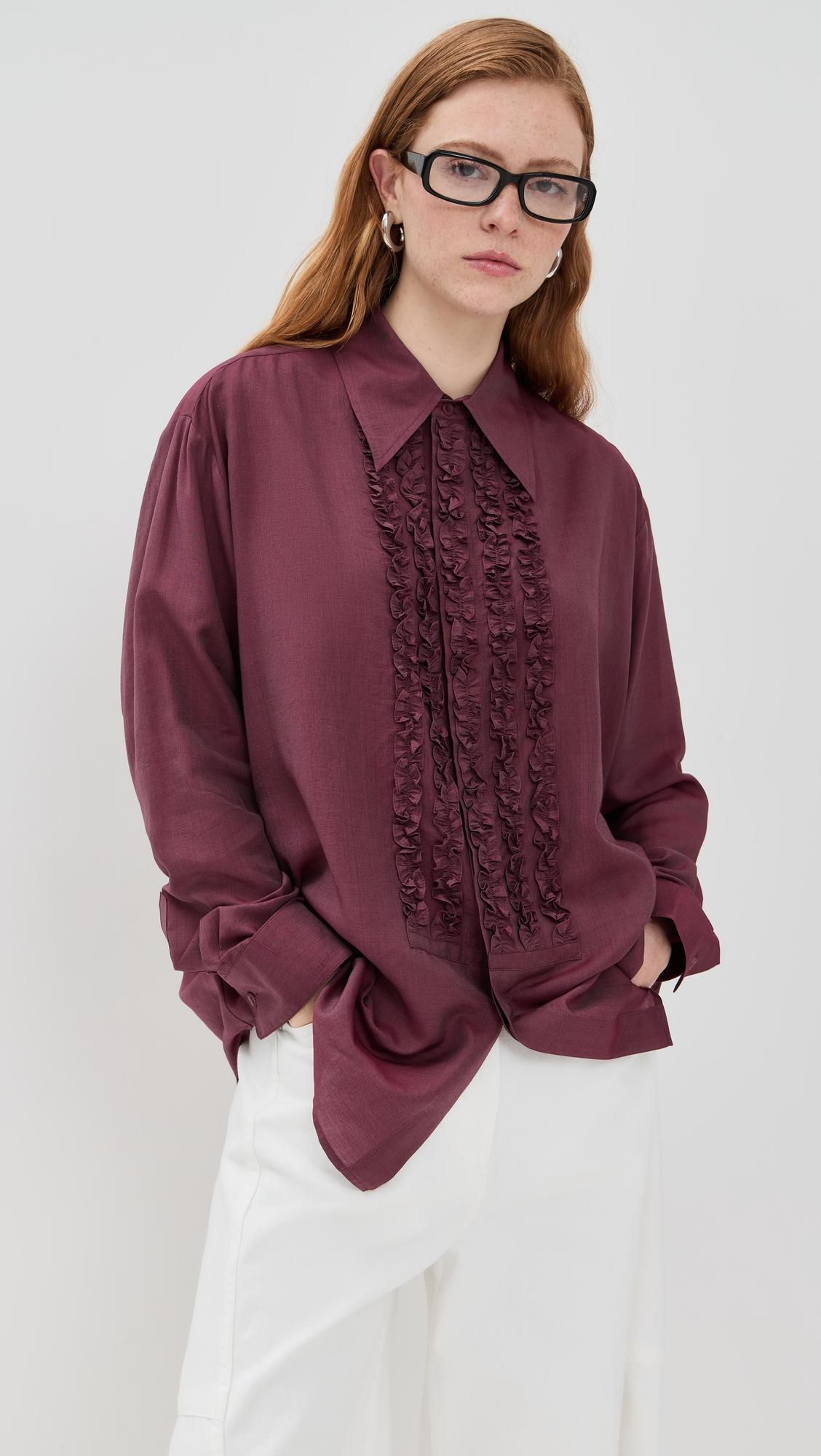 silk voile easy tuxedo shirt