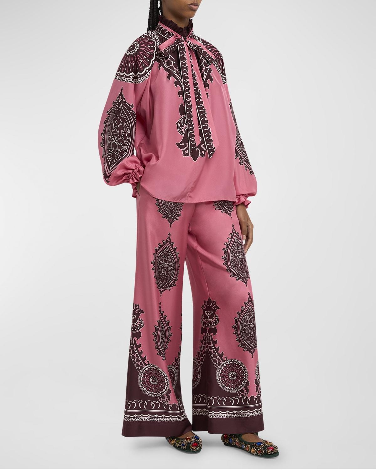 silk wide-leg pull-on palazzo pants