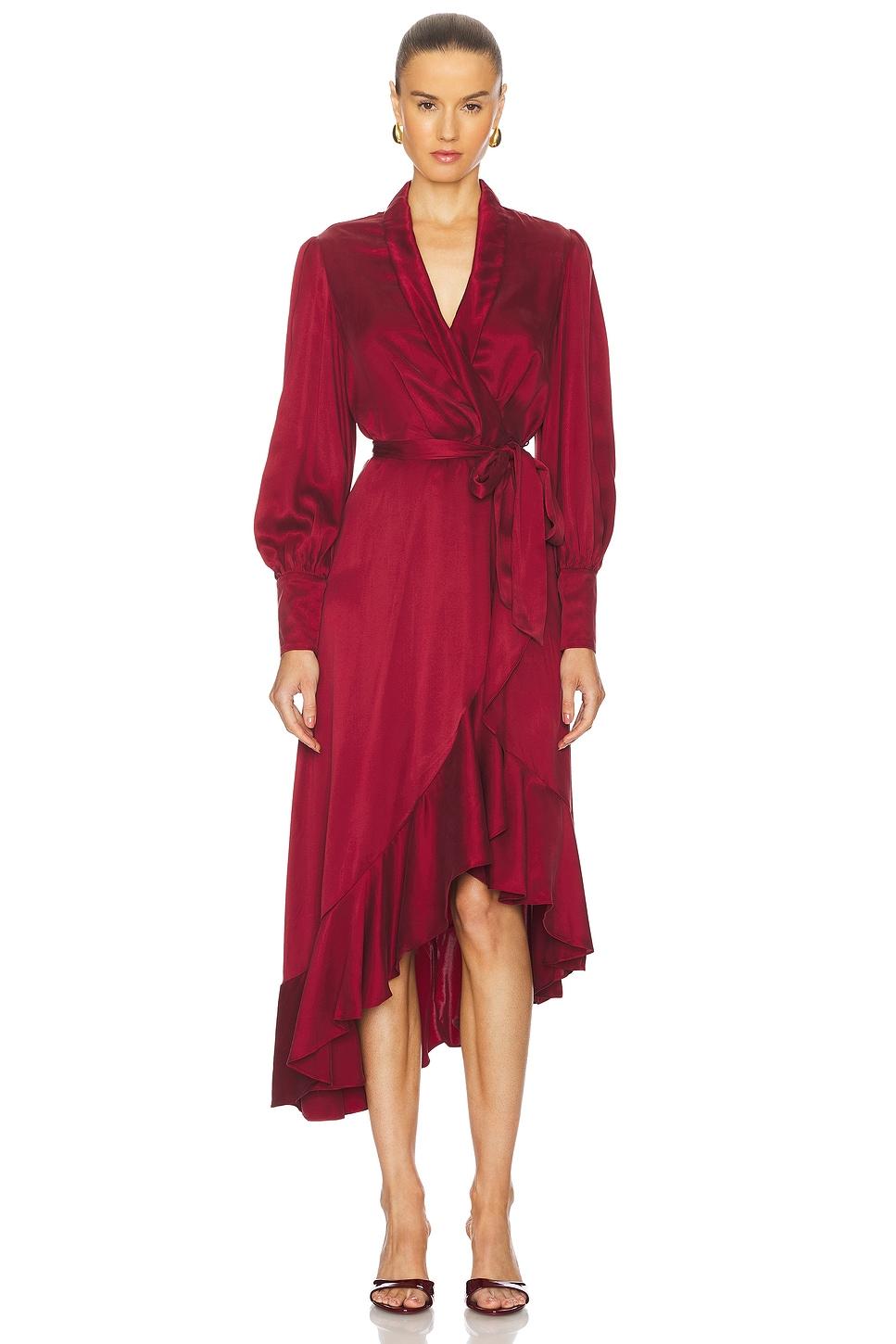 silk wrap midi dress