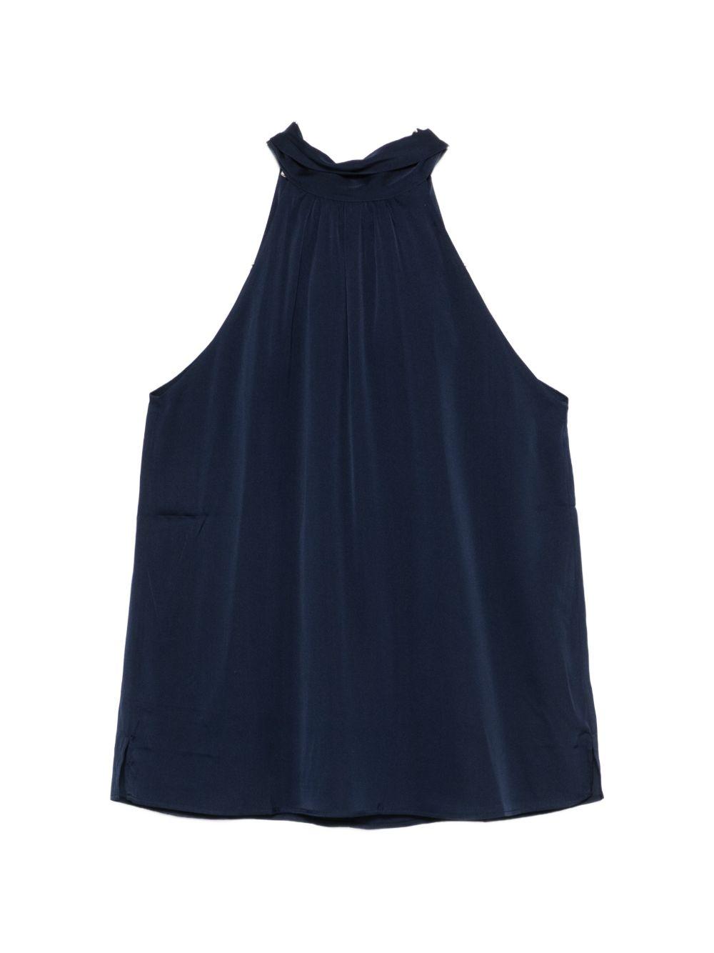 silk95five top blue silk - women