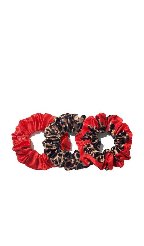 silke london hair scrunchies in leopard red.