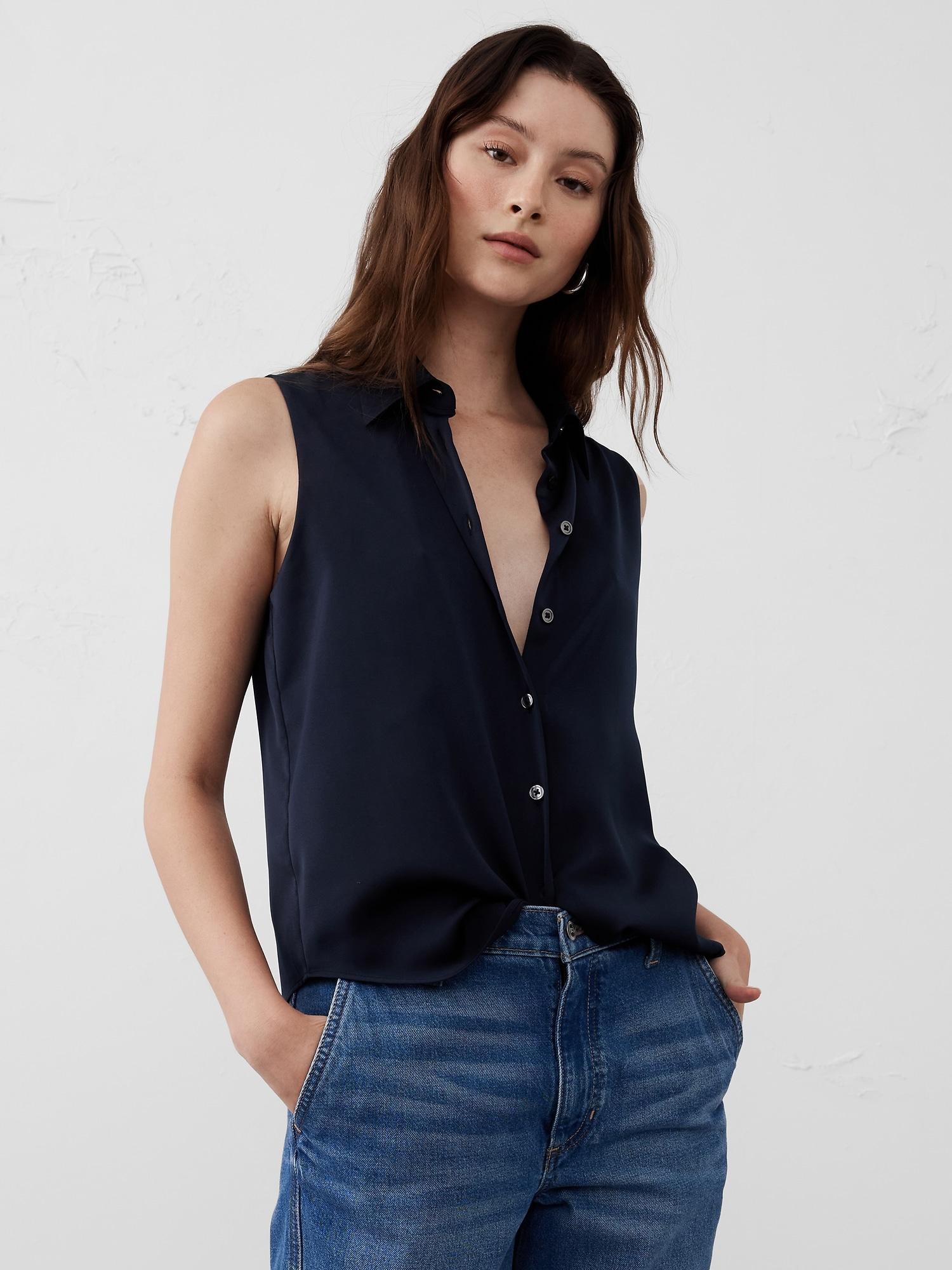 silky collared top