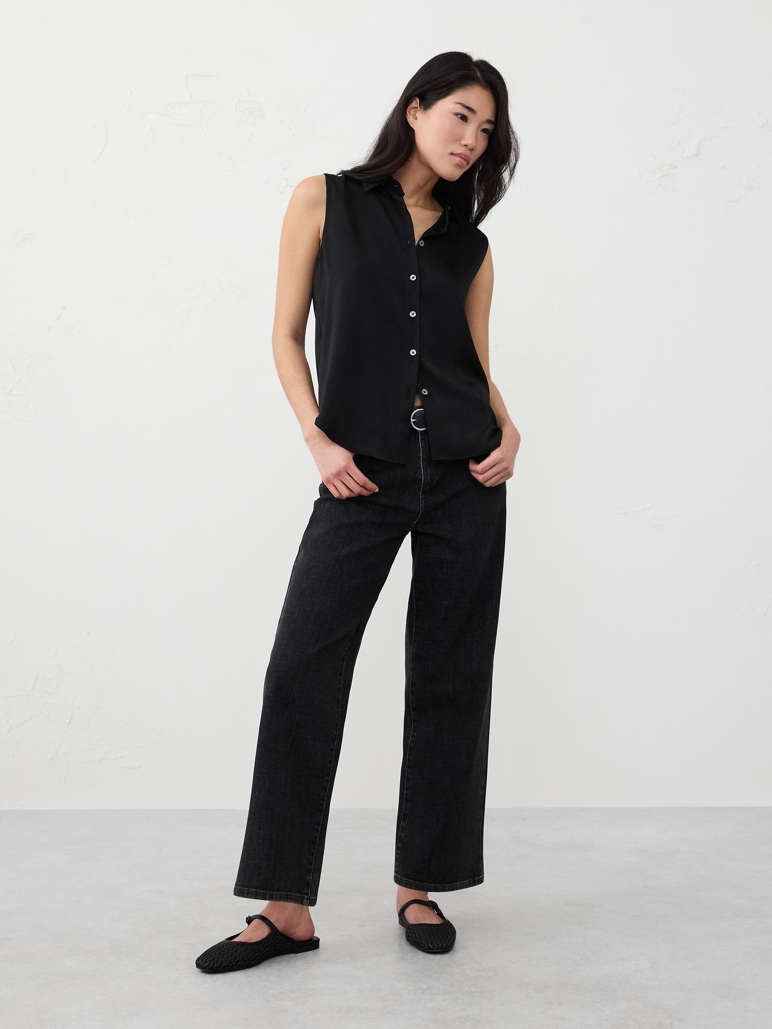 silky collared top