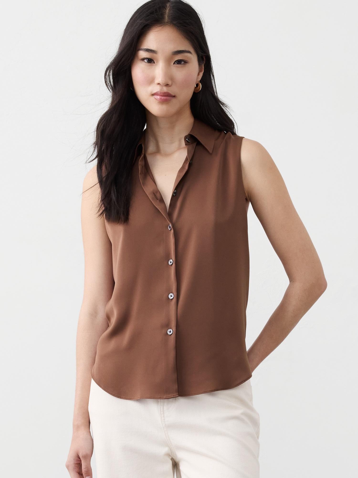 silky collared top