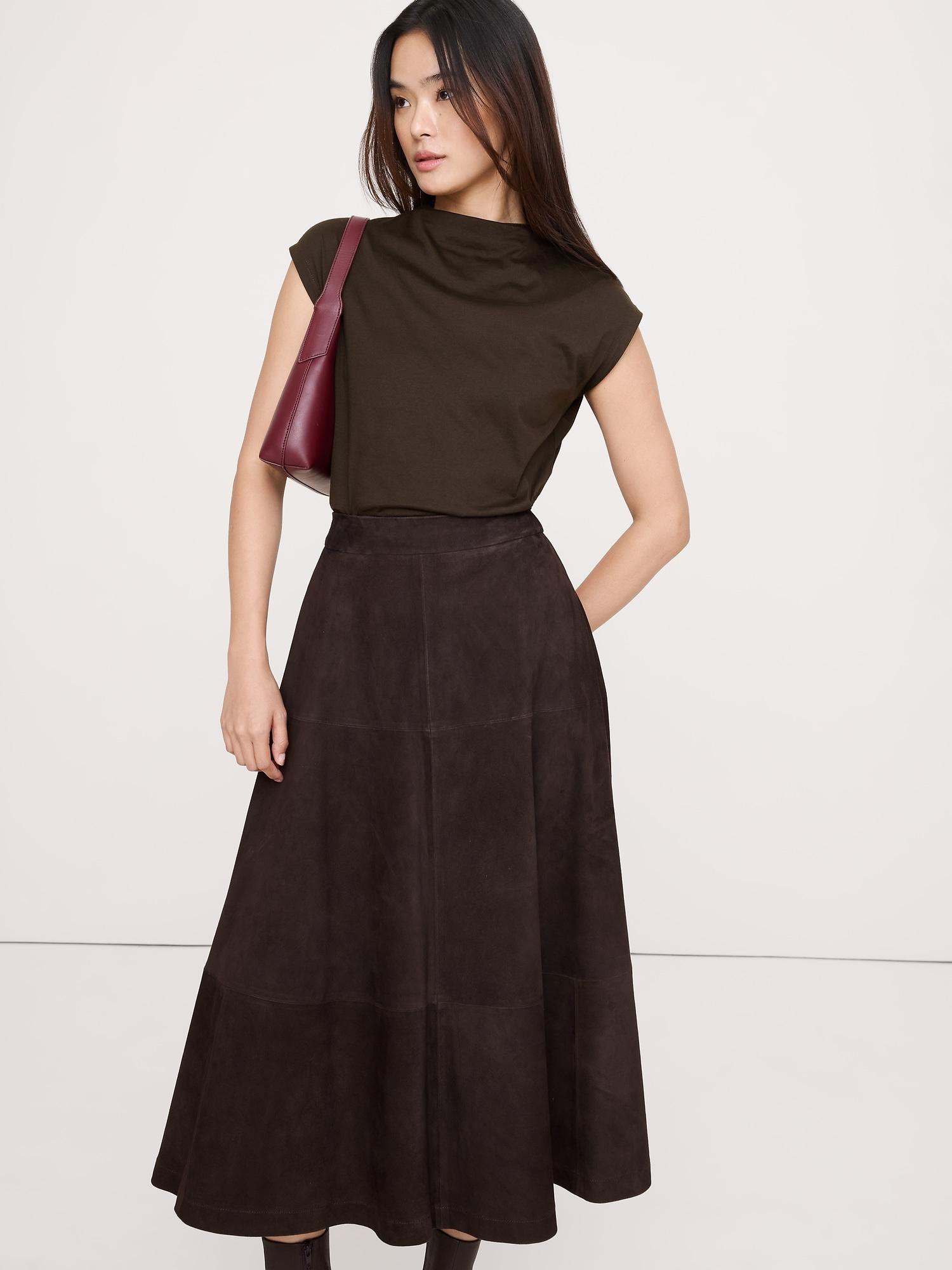 silky cotton mock-neck top