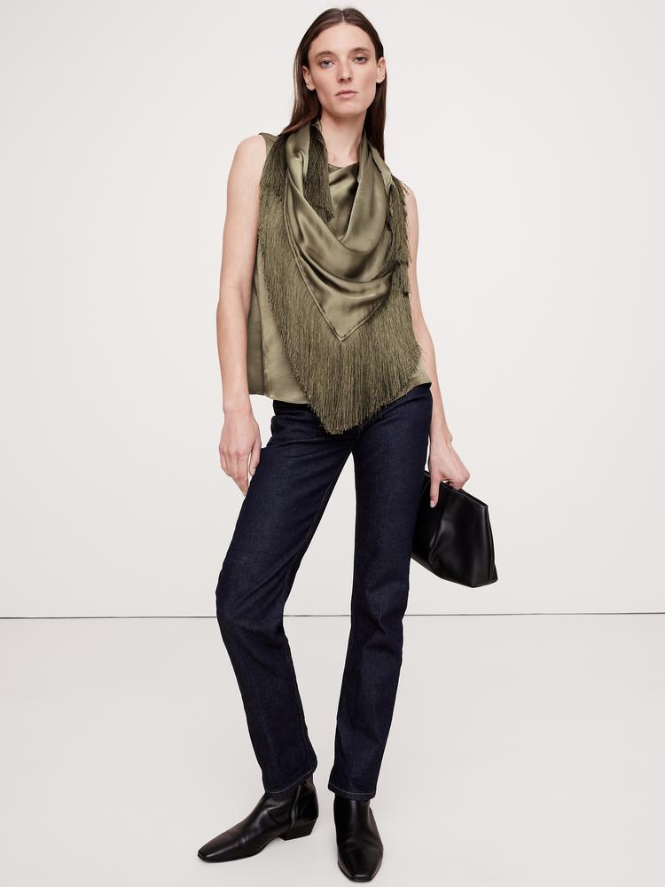 Banana Republic Silky Crepe Fringe Top