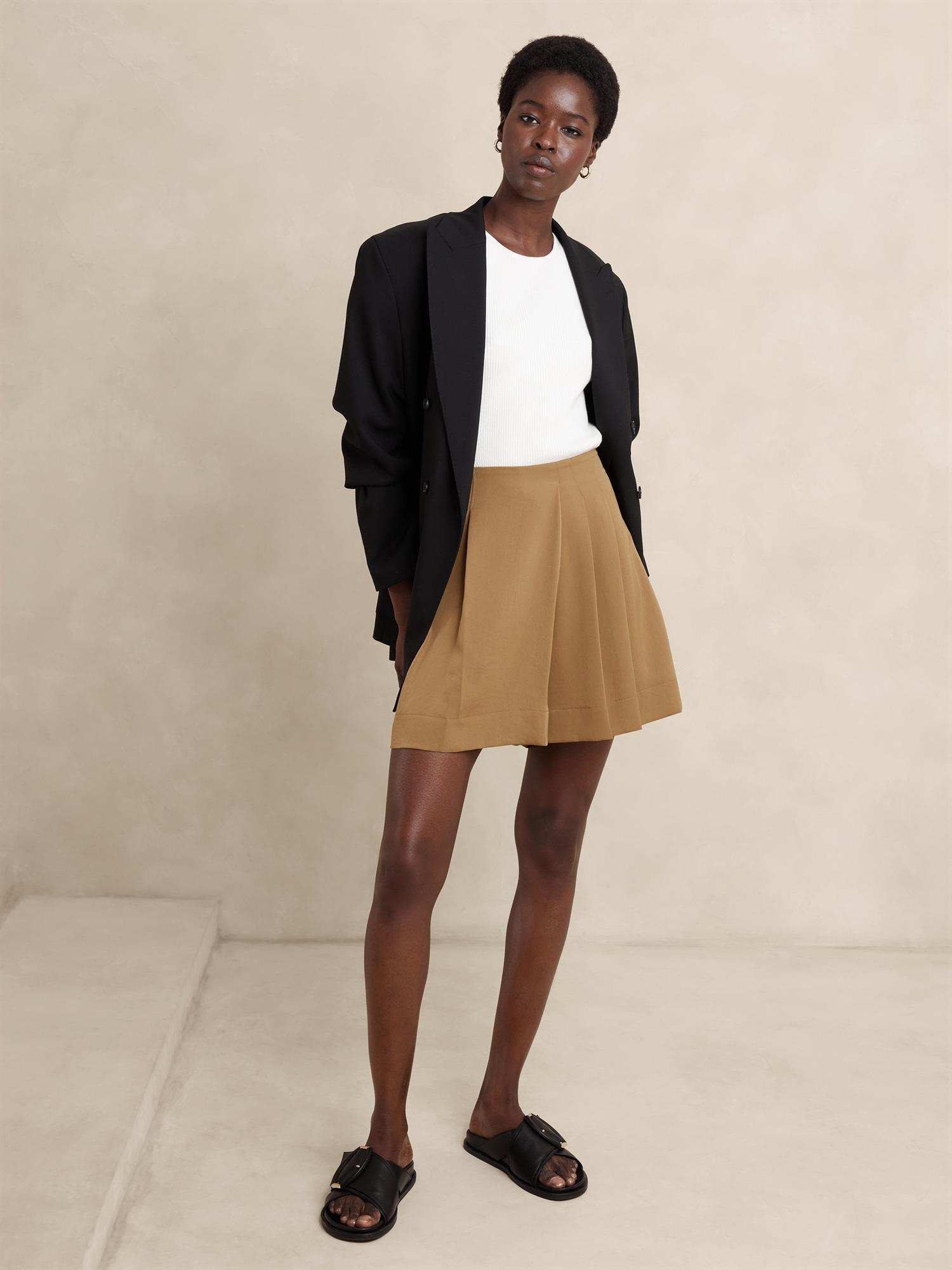 silky pleated skort