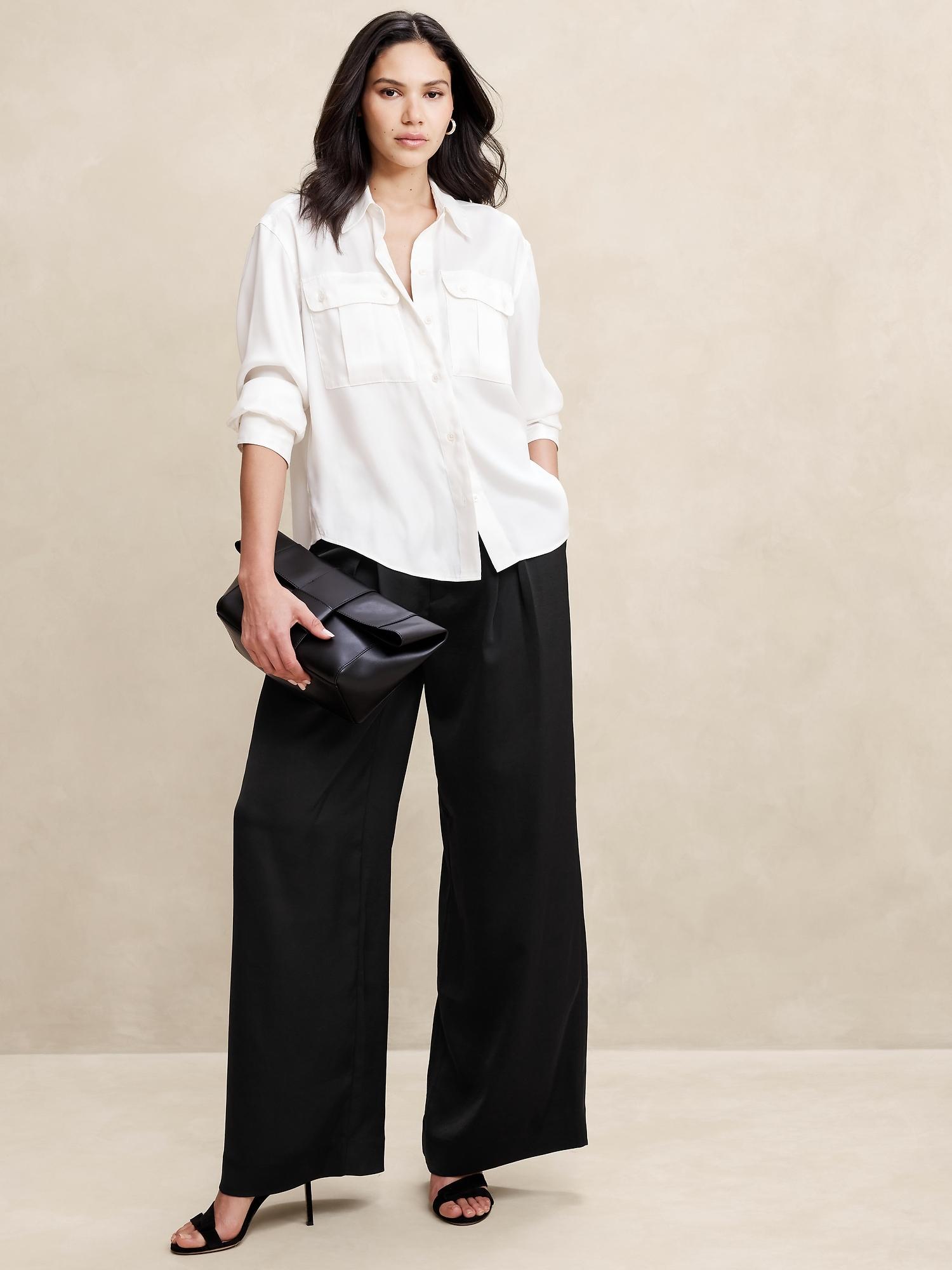 silky pleated wide-leg pant