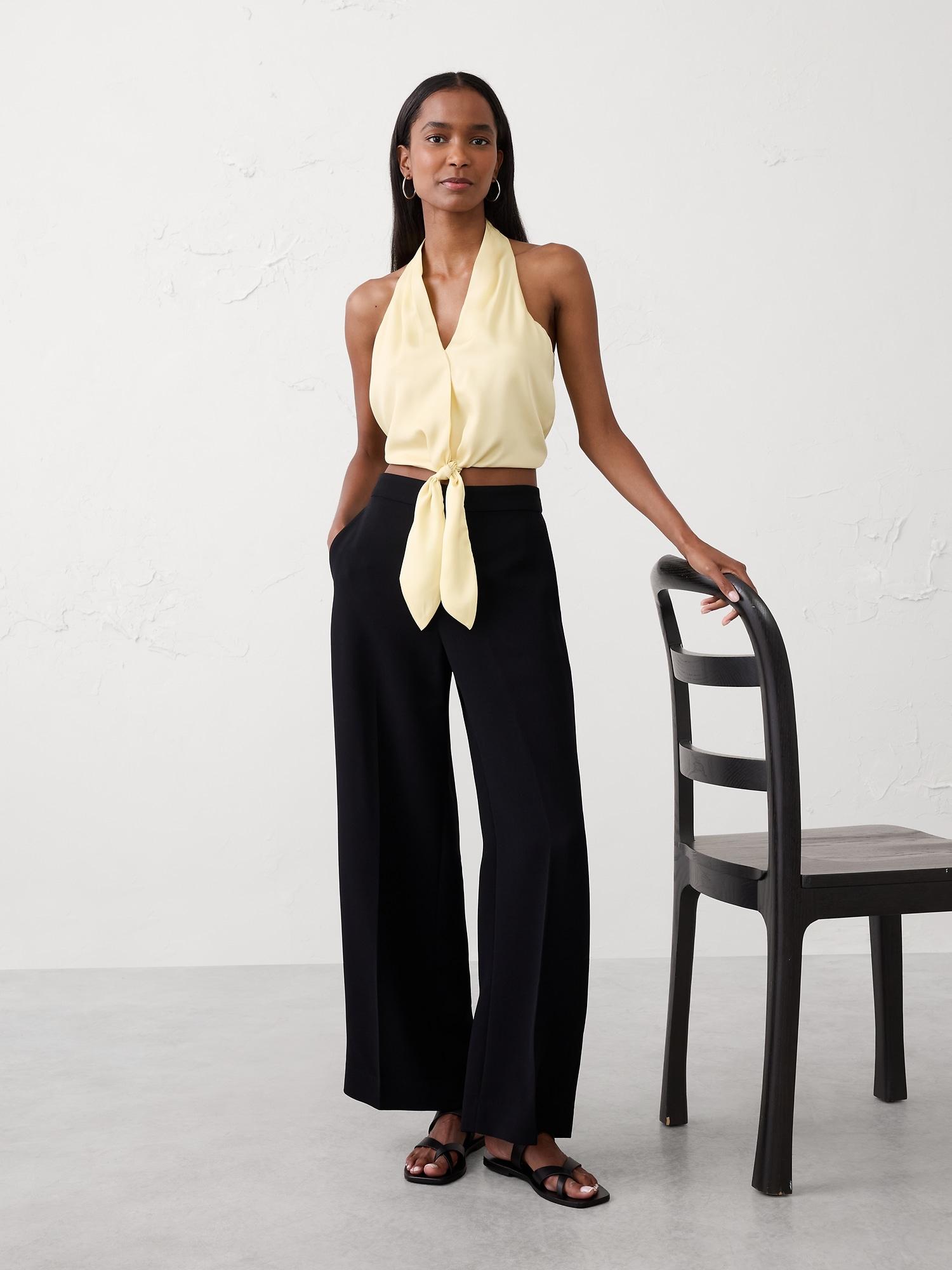 silky tie-front top