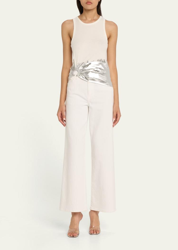 silver foil ribbed tank top