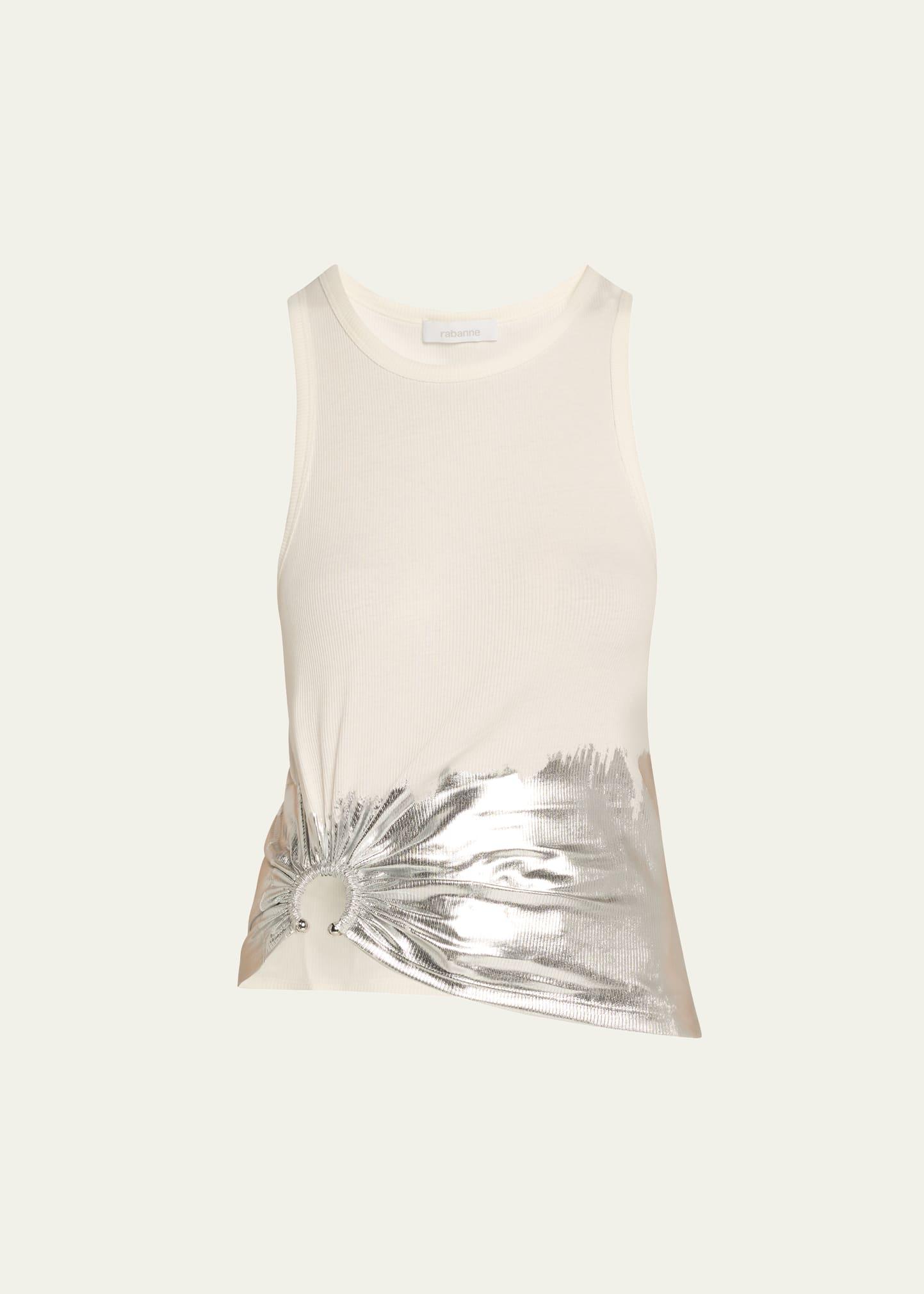 silver foil ribbed tank top