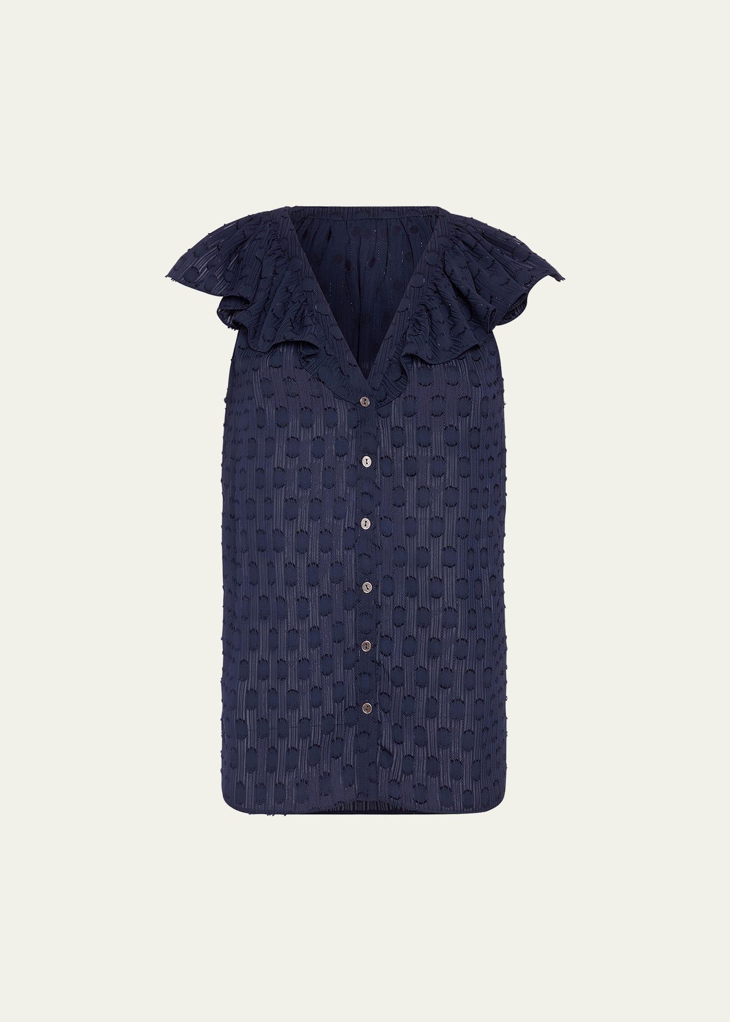 silvia dot ruffle-trim top