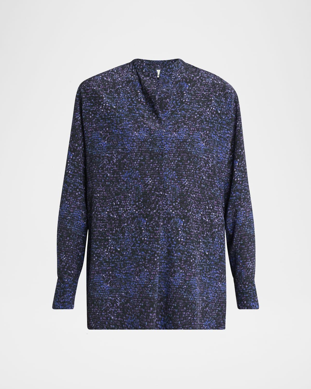 sima mosaic stretch silk top