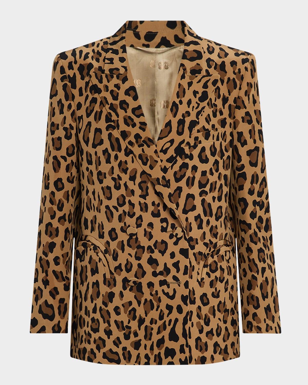simba leopard-print double-breasted blazer