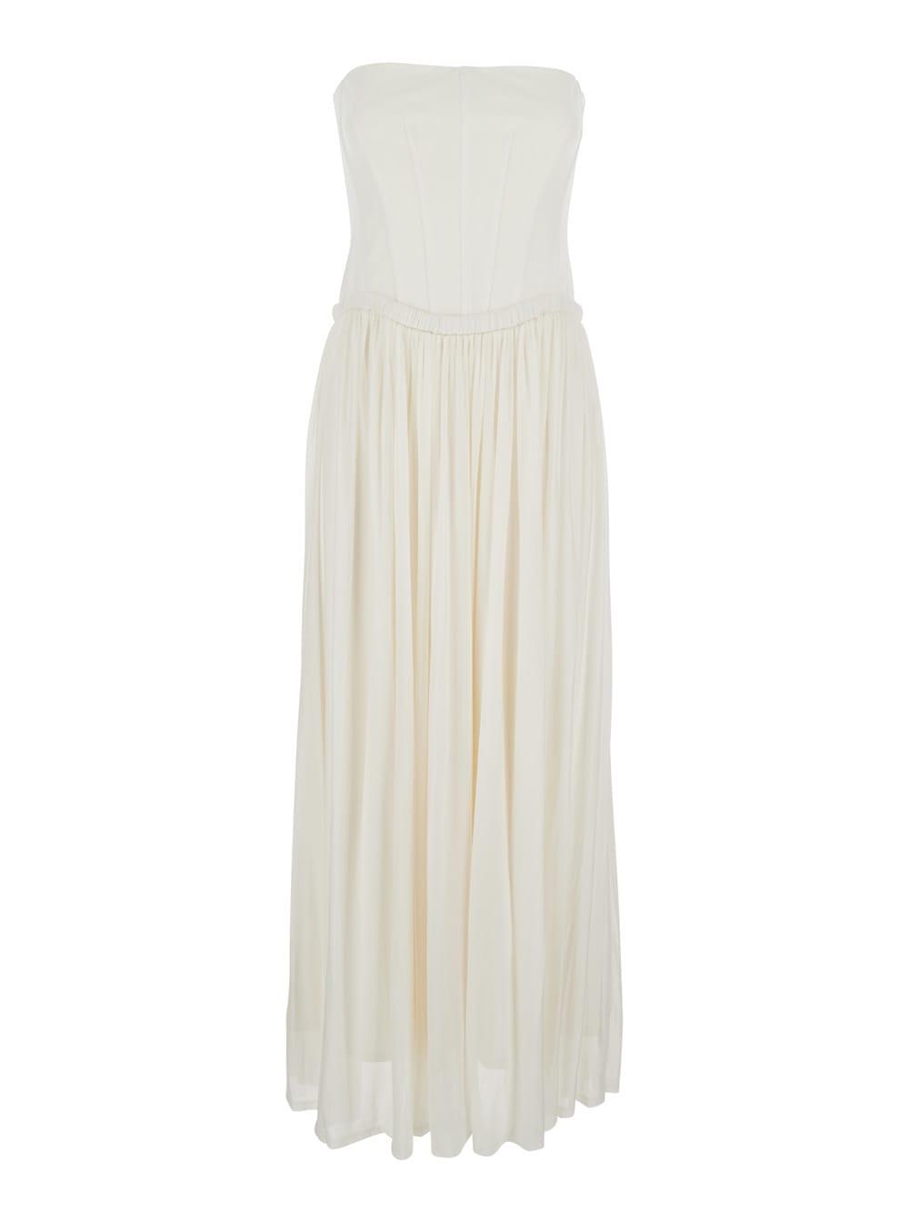 simkhai adalys white off-shoulder bustier dress in tech fabric woman