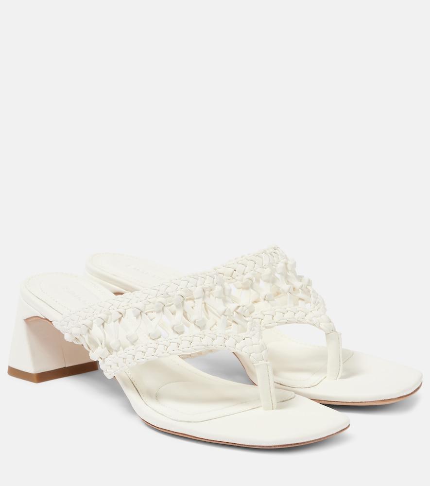 simkhai alia woven leather platform thong sandals