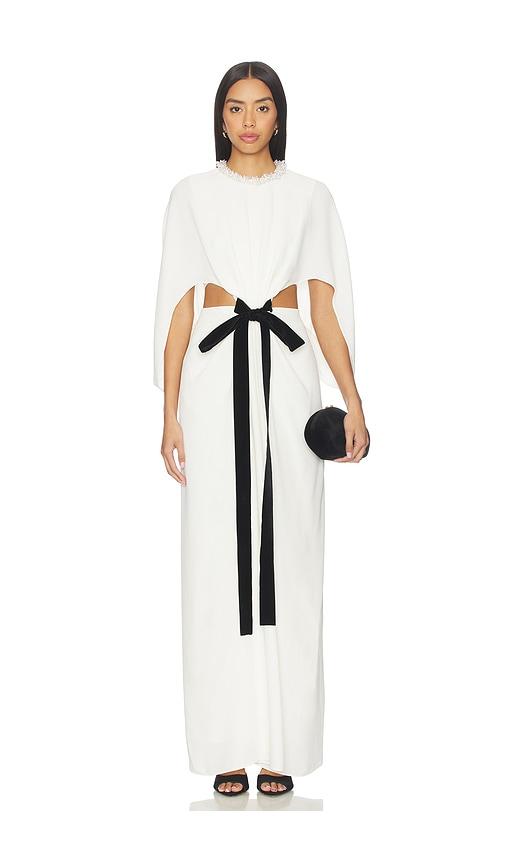 simkhai annette cape gown in ivory.