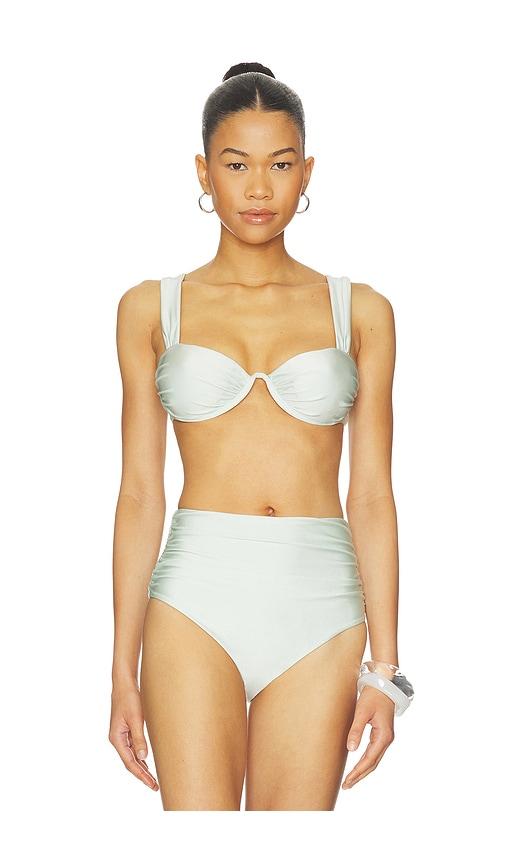 simkhai anniston bikini top in mint.