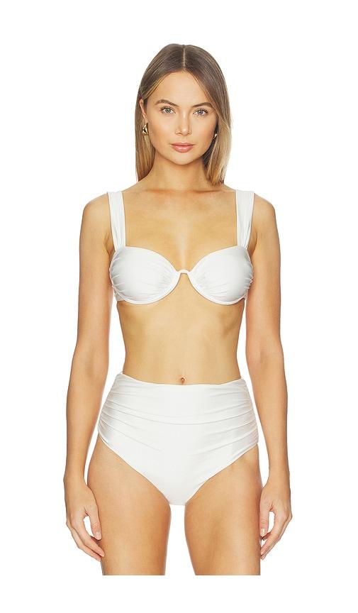 simkhai anniston bikini top in white.