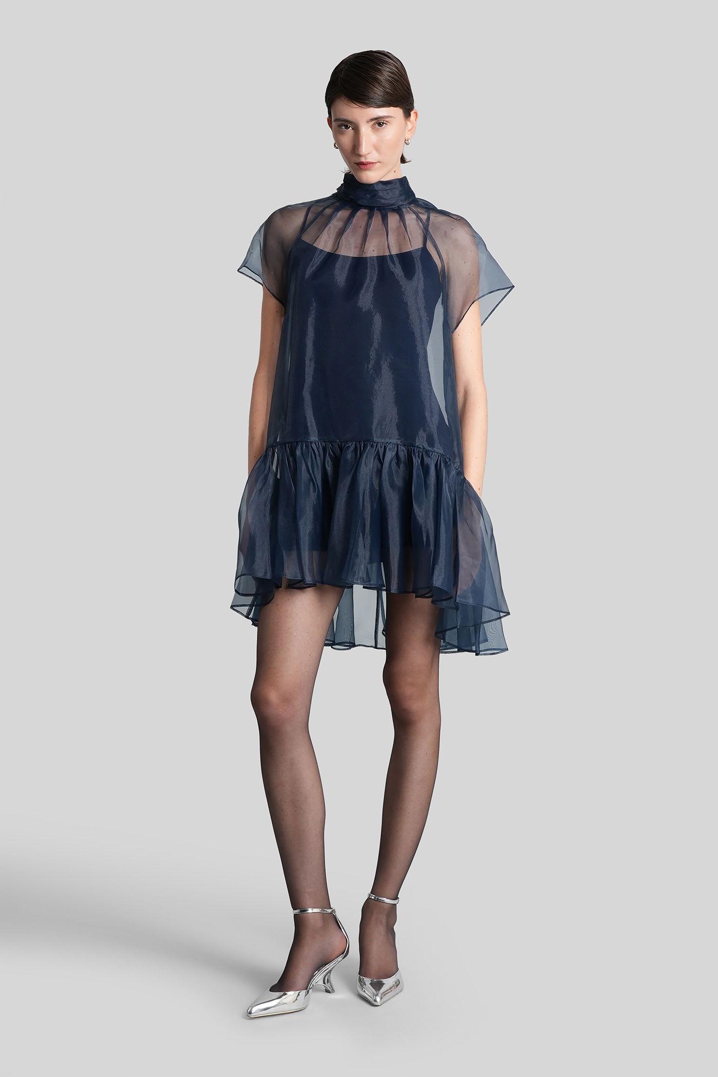 simkhai beaux mini dress in blue polyester