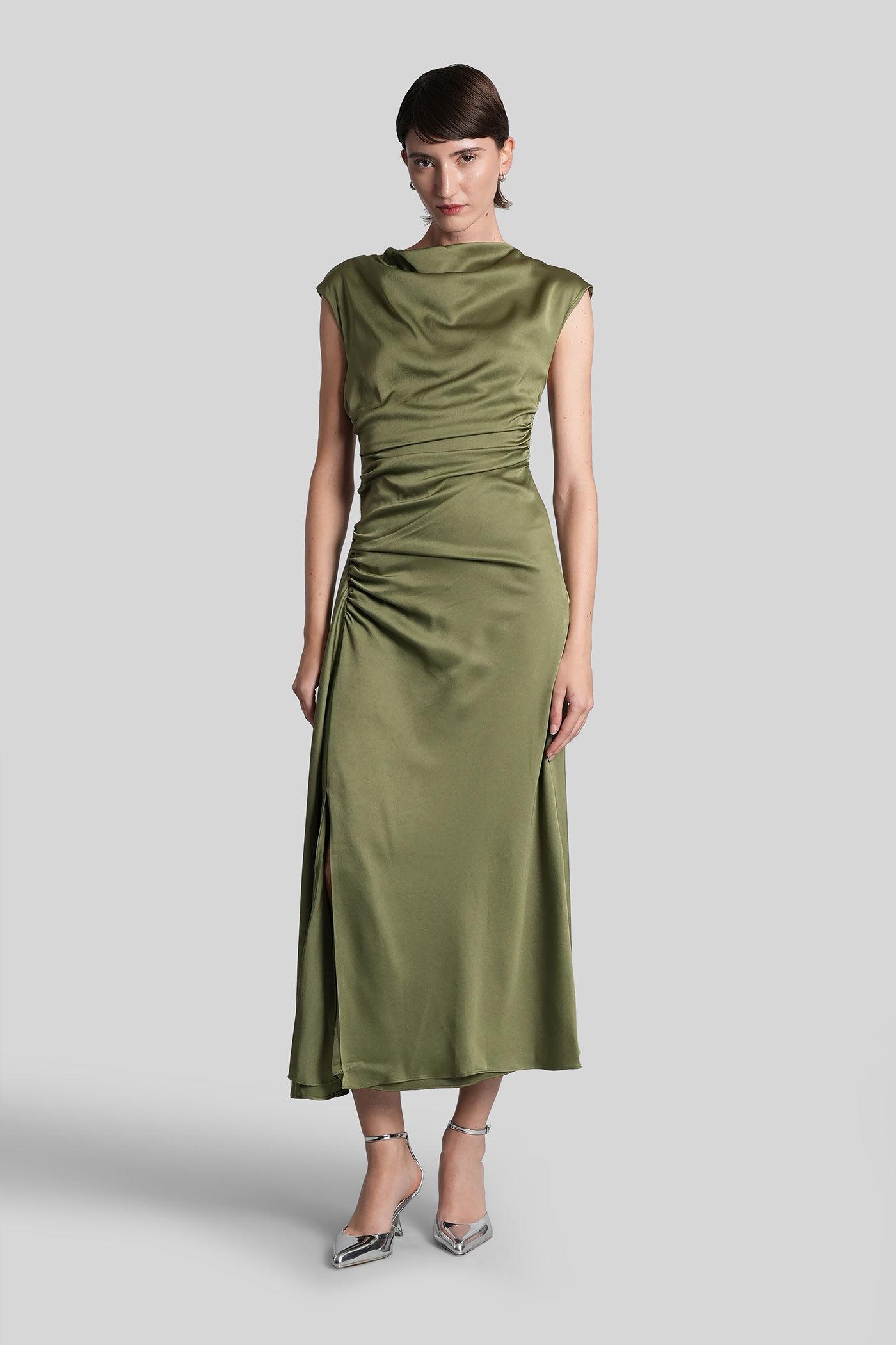 simkhai burke long dress in green acetate