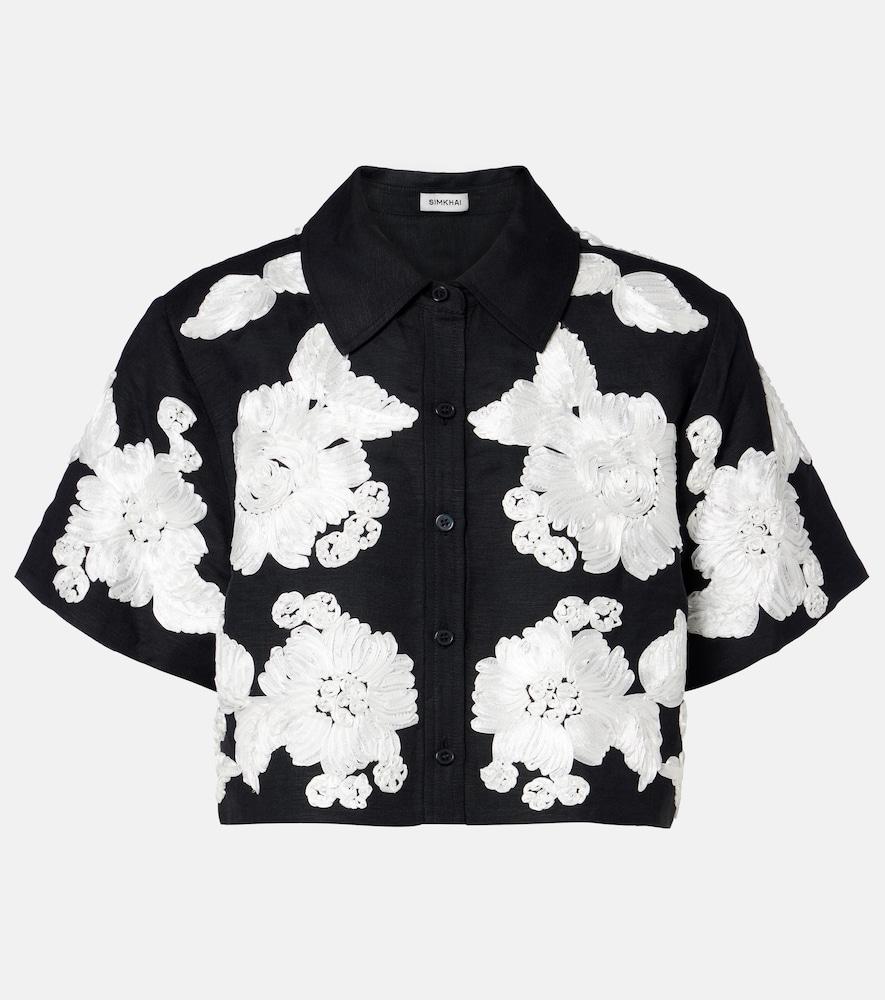 simkhai callie embroidered linen