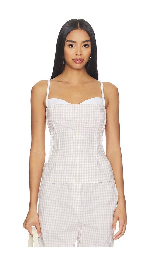 simkhai charlee bustier top in beige.
