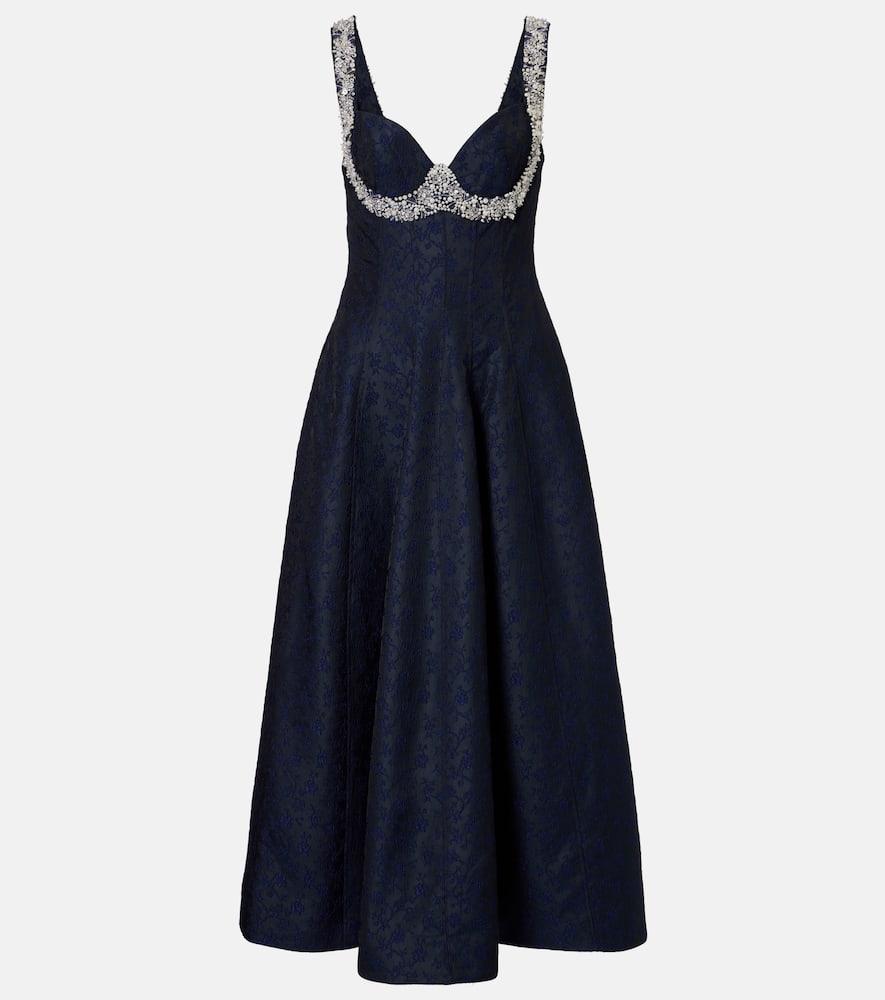 simkhai charlotte embellished jacquard midi dress