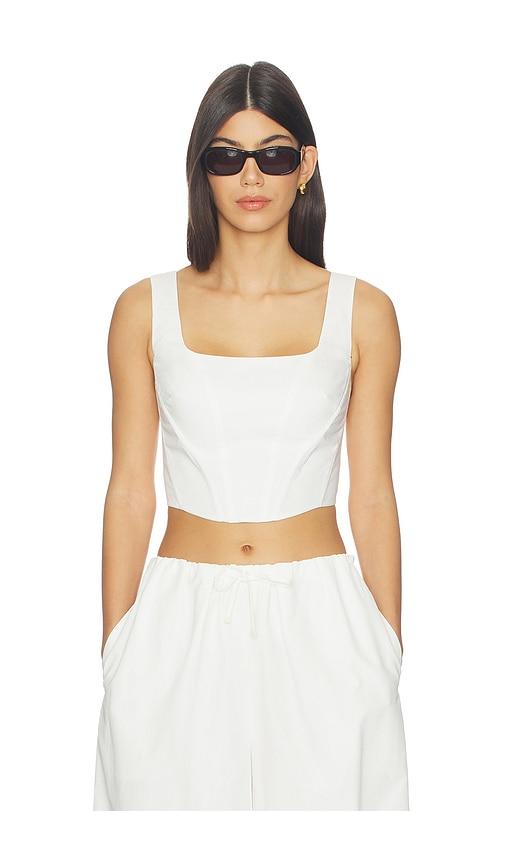 simkhai clio cotton bustier top in white.