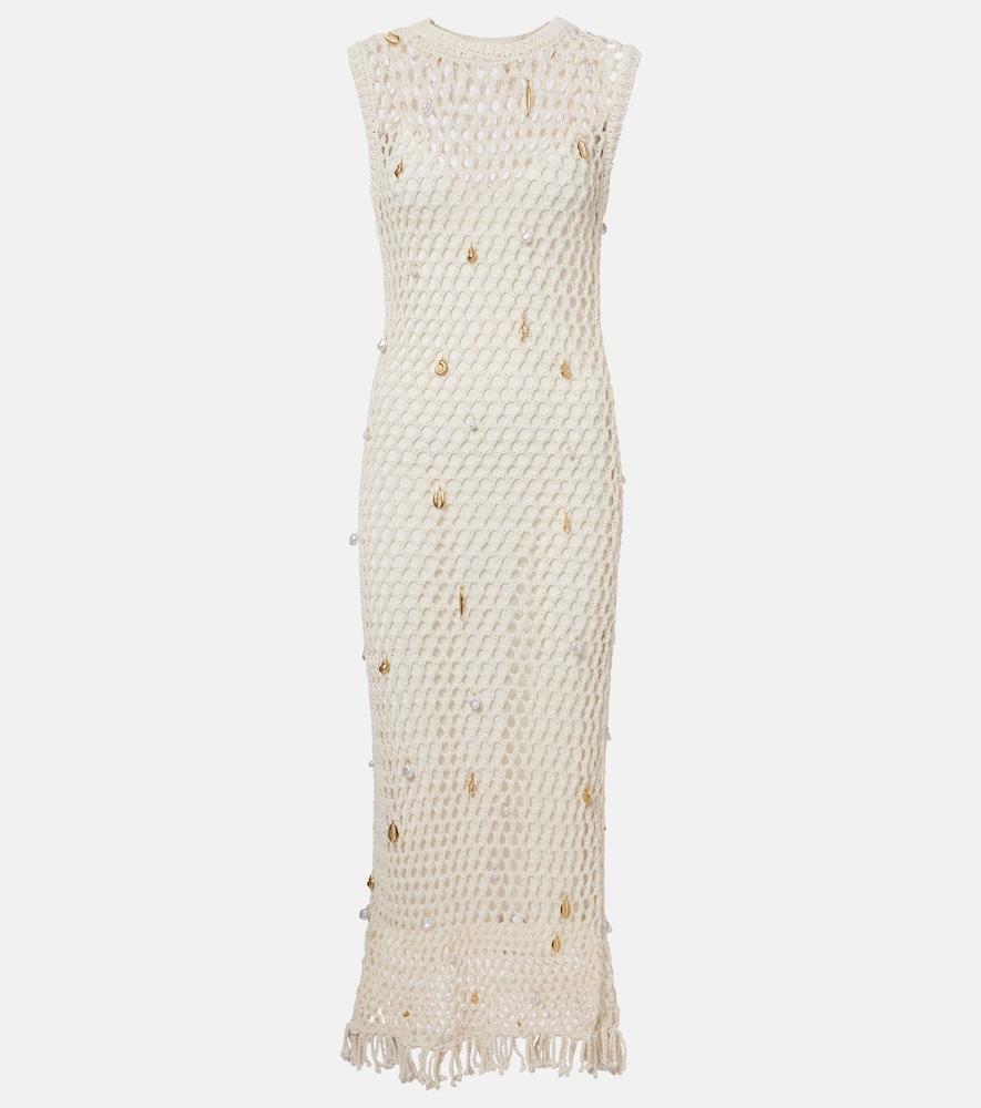 simkhai coralia embellished crochet midi dress