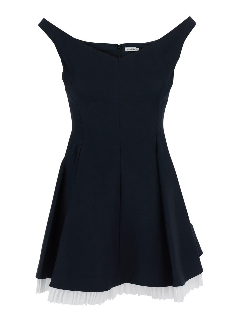 simkhai dorothie black off-shoulder mini dress with contrasting hem in cotton blend stretch woman