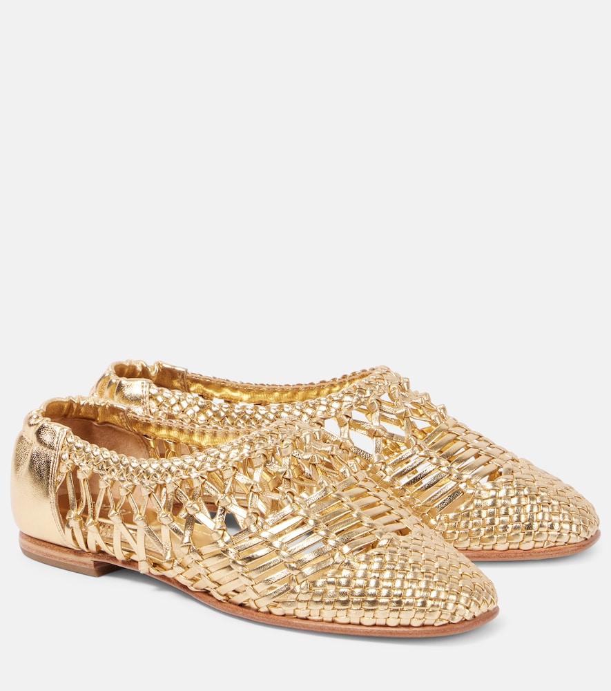 simkhai eden metallic leather ballet flats