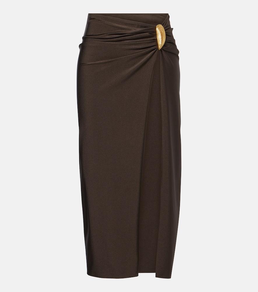 simkhai eiana appliqué ruched midi skirt