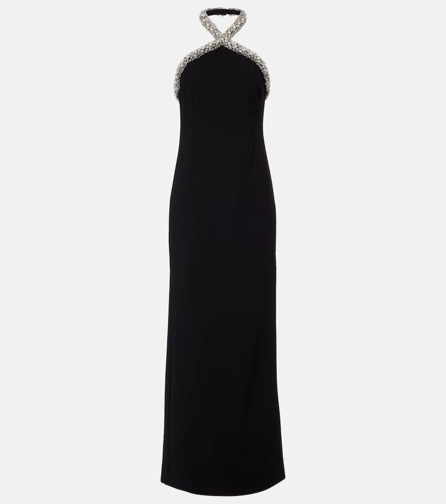 simkhai embellished halterneck crêpe gown
