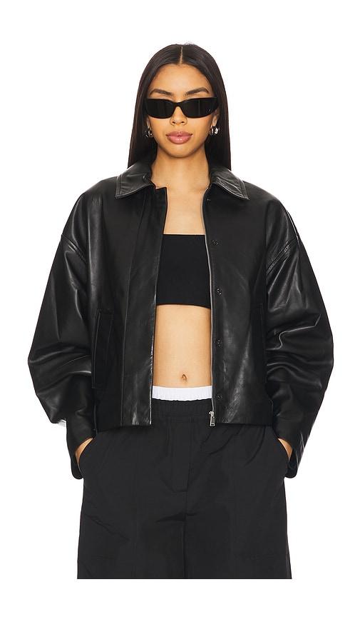 simkhai everli cropped jacket in black.