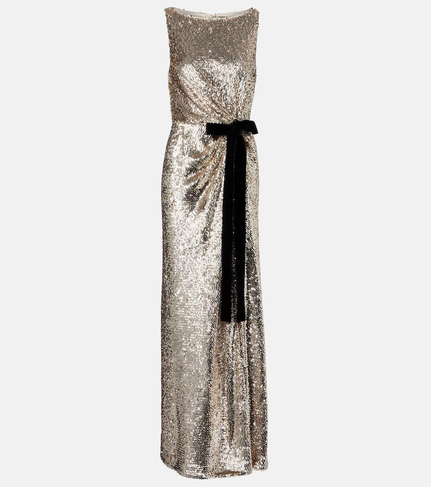 simkhai felicity draped sequined gown