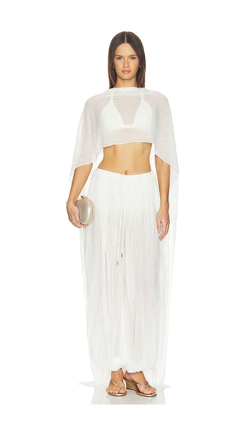 simkhai genoa sheer jersey cape in ivory.