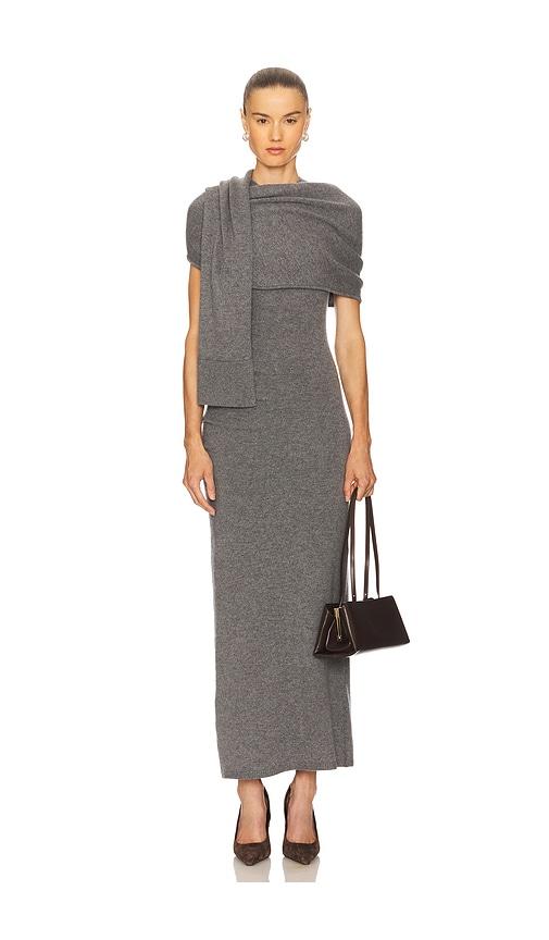 simkhai hathaway midi dress in grey.