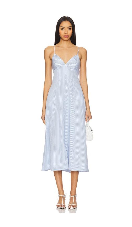 simkhai honor cami midi dress in baby blue.