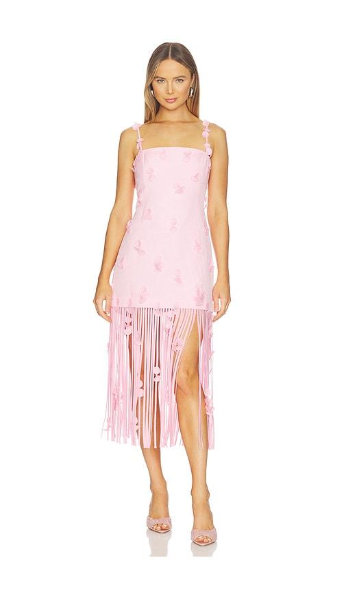 simkhai juliana midi dress in pink.
