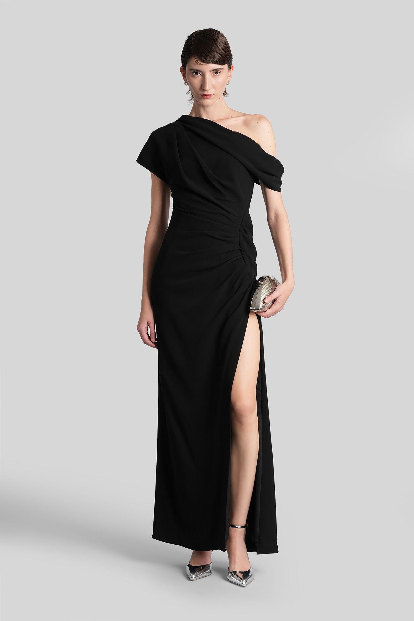simkhai kally long dress in black acetate