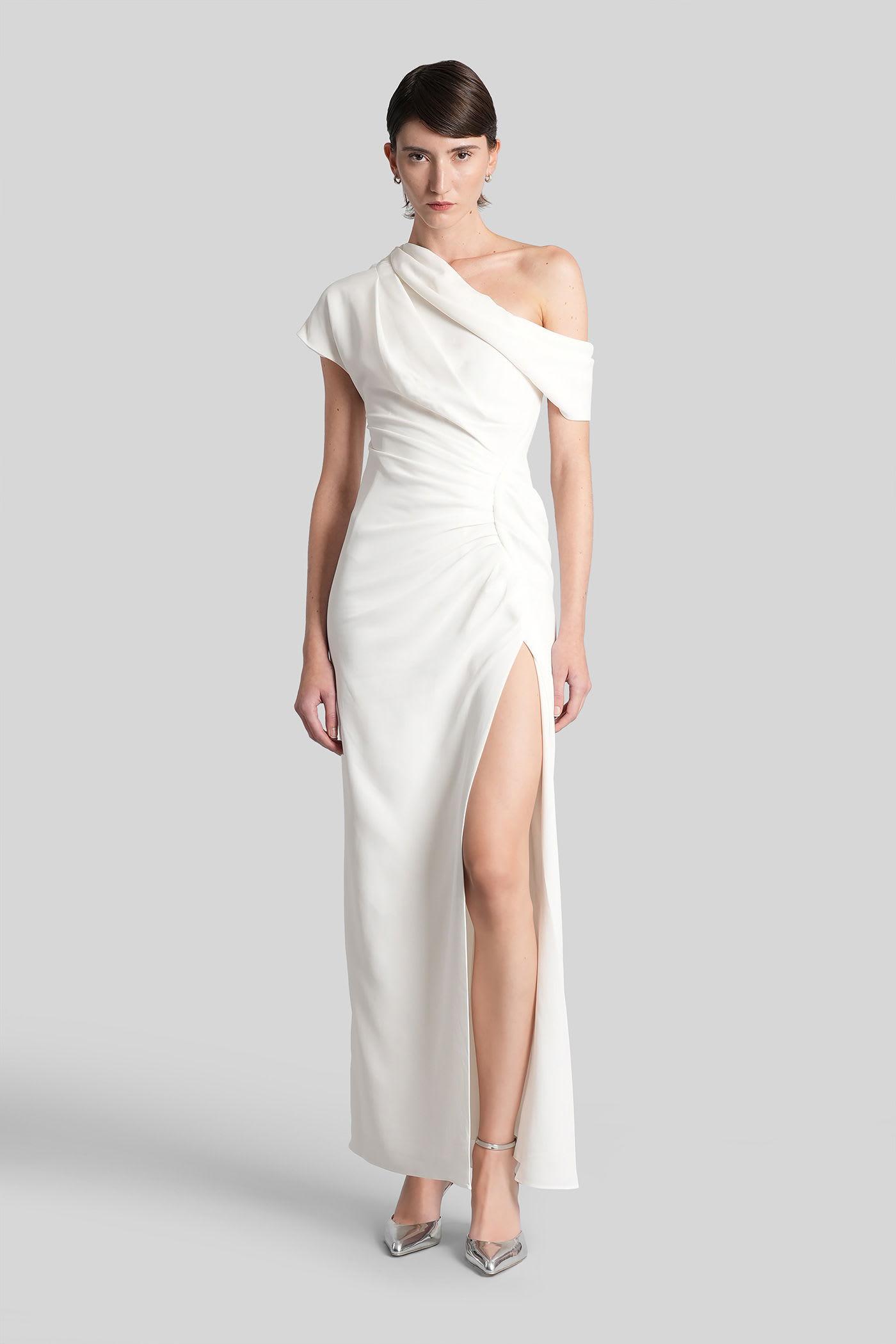 simkhai kally long dress in white acetate