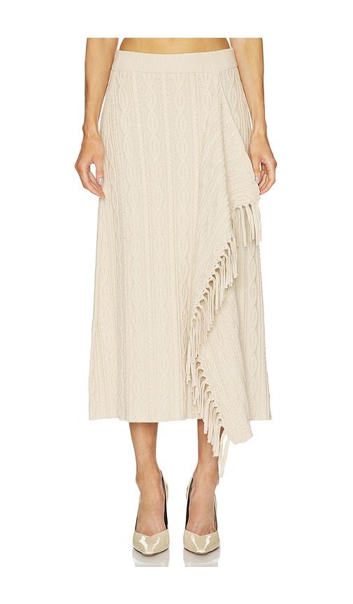 simkhai kara midi skirt in beige.
