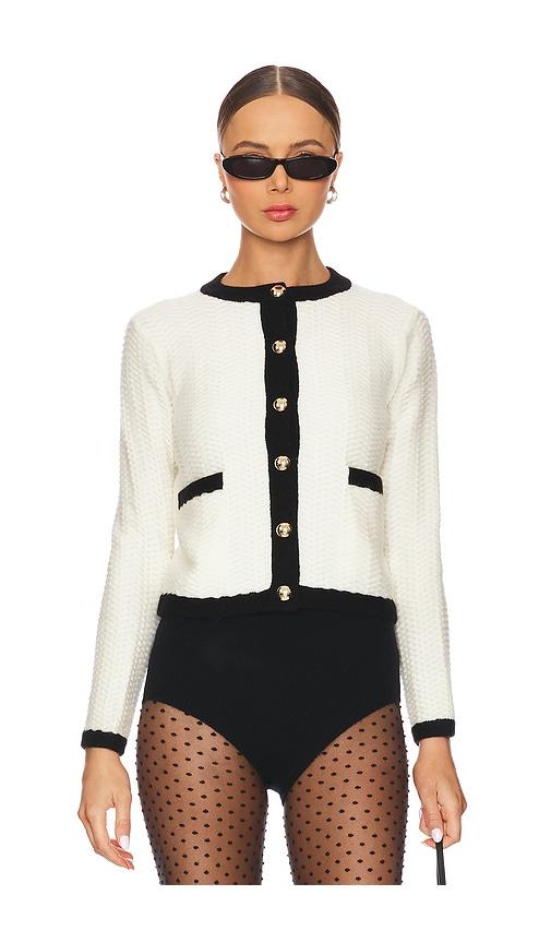 simkhai klaire cardigan in white.