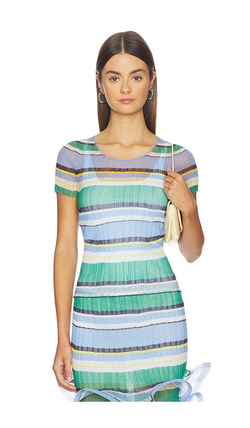 simkhai knox plisse top in blue,green.