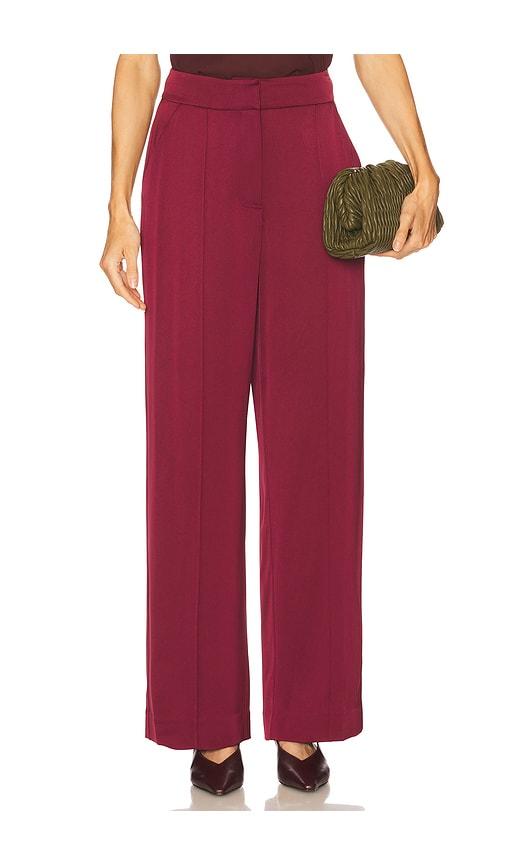 simkhai kyra wide leg pant in burgundy.